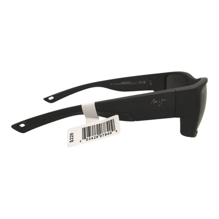 Maui Jim Amberjack Wrap Sunglasses, Matte Black Frame, Grey Lens