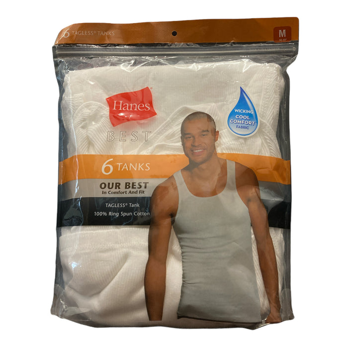 Hanes Best Men's Tagless 100% Cotton Tank Top 6 Pack