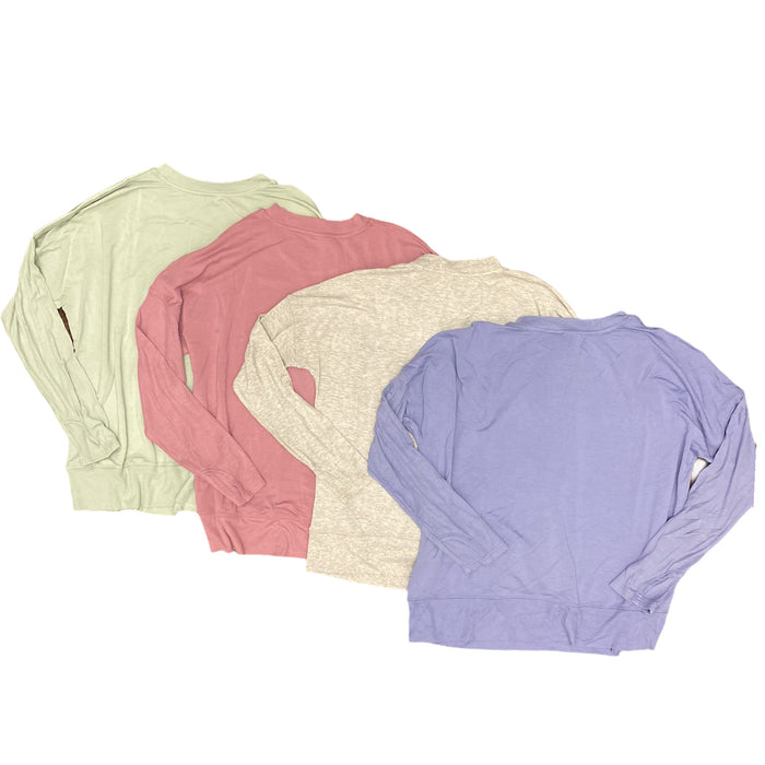 Member's Mark Women's Long Sleeve Crew Neck Favorite Soft Rib Top Shirt