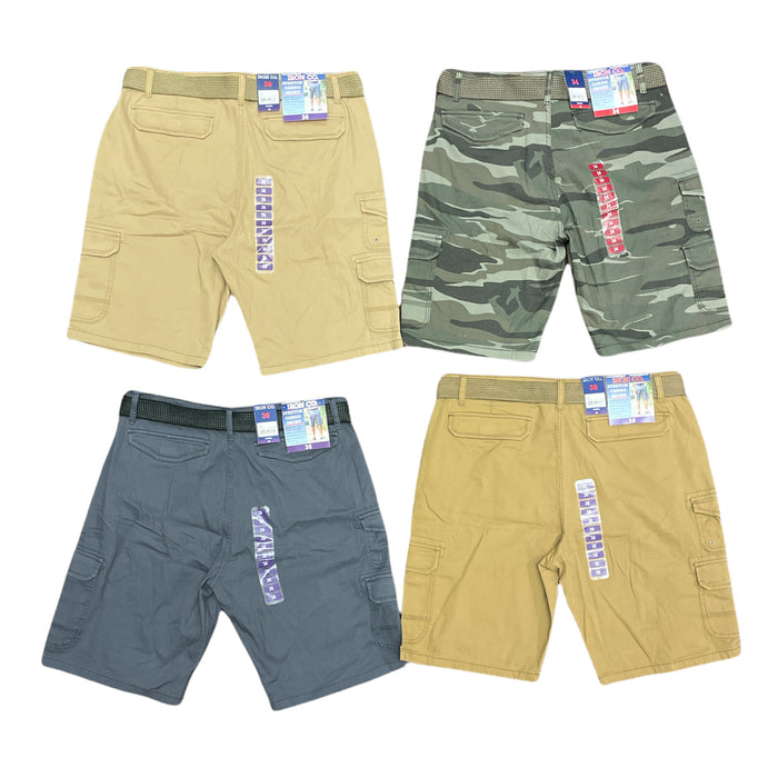 Iron Co. Men's Flex Waist Stretch Cargo Shorts w/ Solid Belt