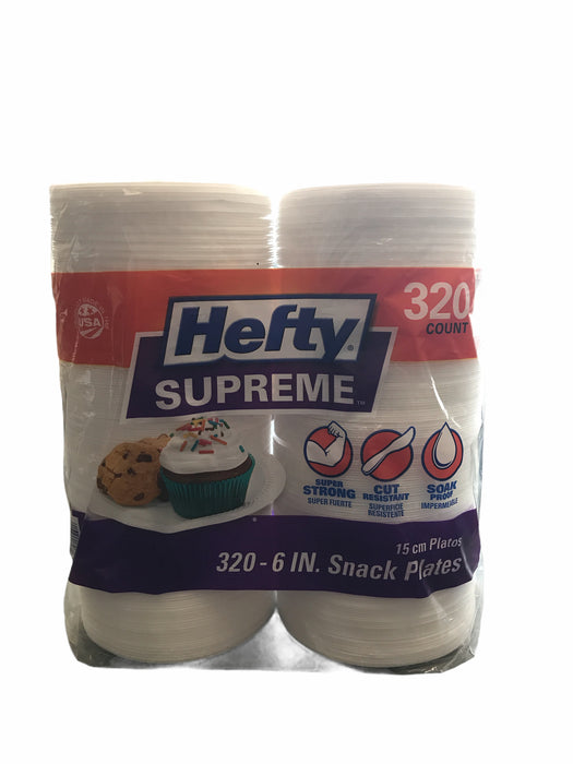 Hefty Supreme Foam Soak-Proof Cut-Resistant Plates for Every Occasion, 6-Inch