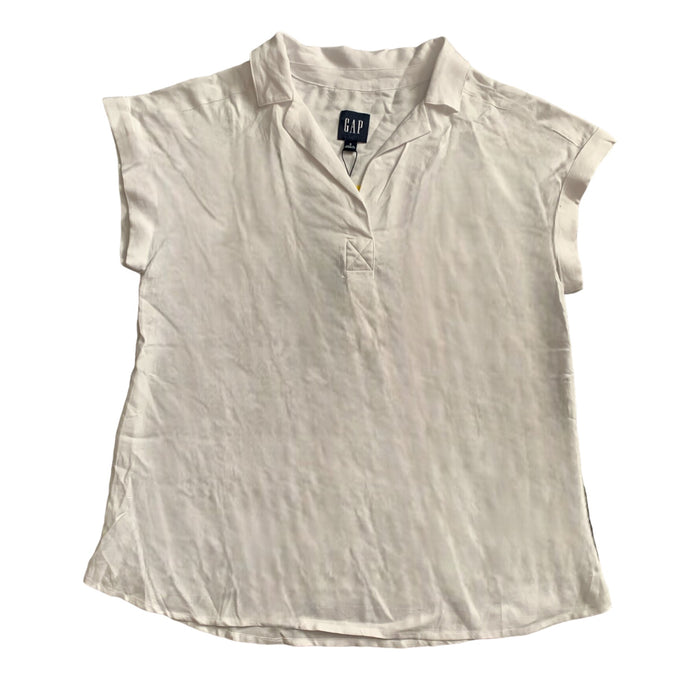 GAP Women's Soft Collared V Neck Short Sleeve