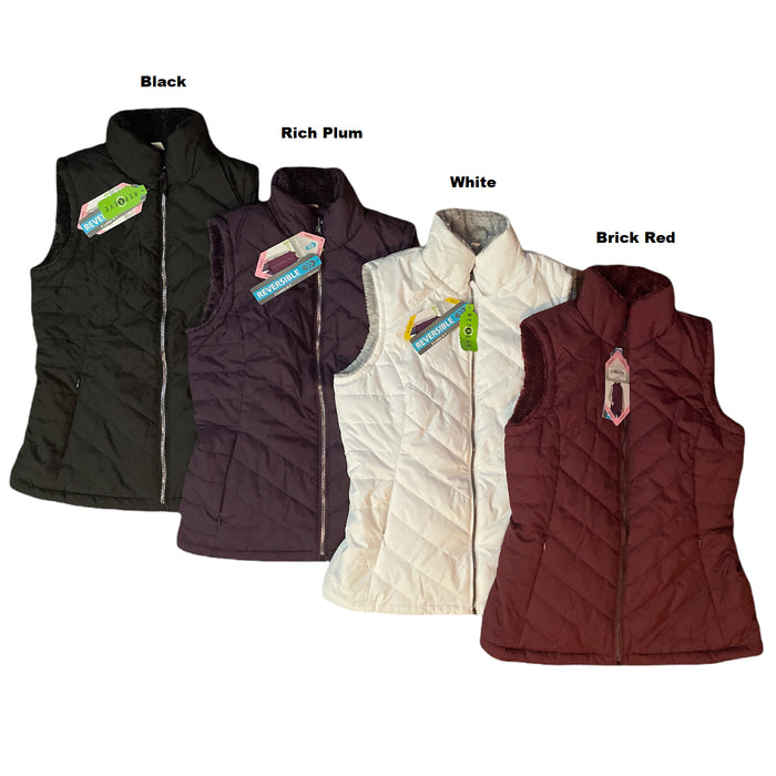 Free Country Women's Reversible Faux Fur Repreve Zip Up Vest