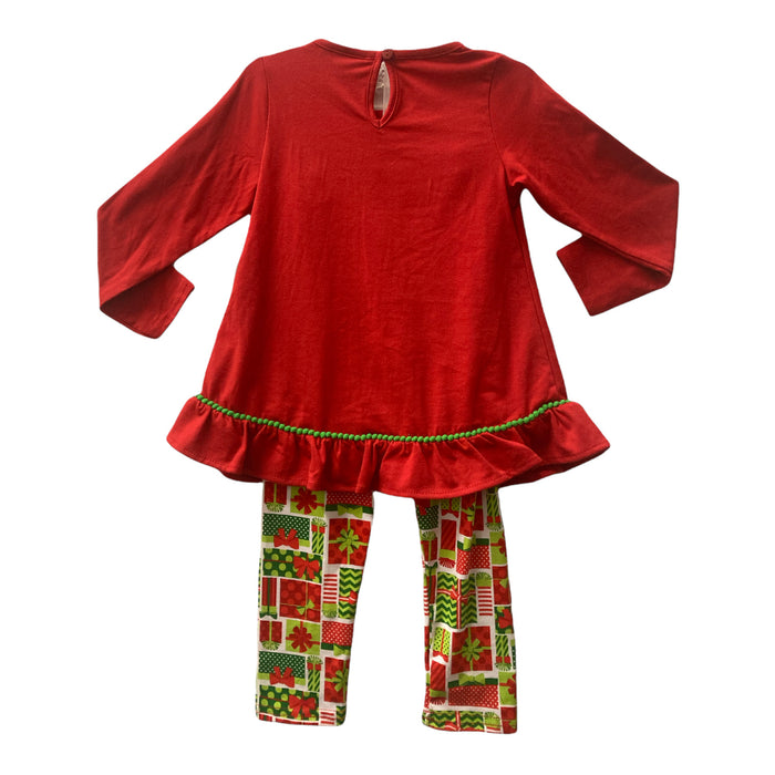 Emily Rose Girls' Cute Long Sleeve Christmas Holiday Skirt & Leggings, 2 Pc Set