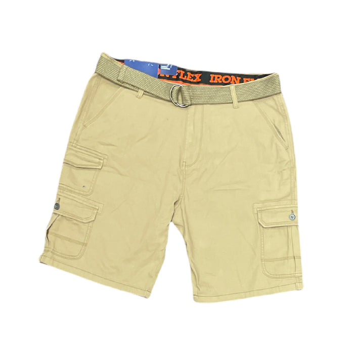 Iron Co. Men's Flex Waist Stretch Cargo Shorts w/ Solid Belt