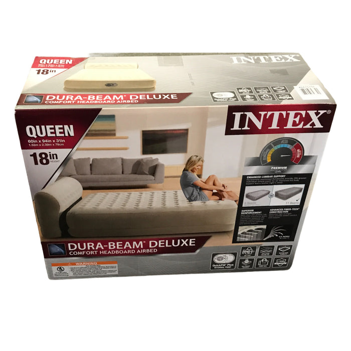 Intex Queen Dura-Beam Deluxe Series Comfort Headboard Airbed with Internal Pump