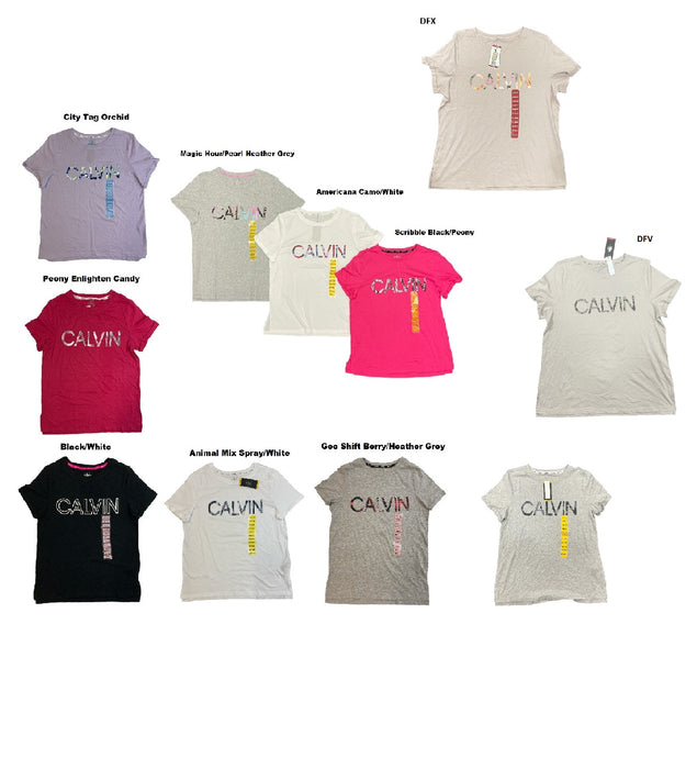 Calvin Klein Women's Soft Crew Neck Rolled Sleeve Graphic Logo T-shirt