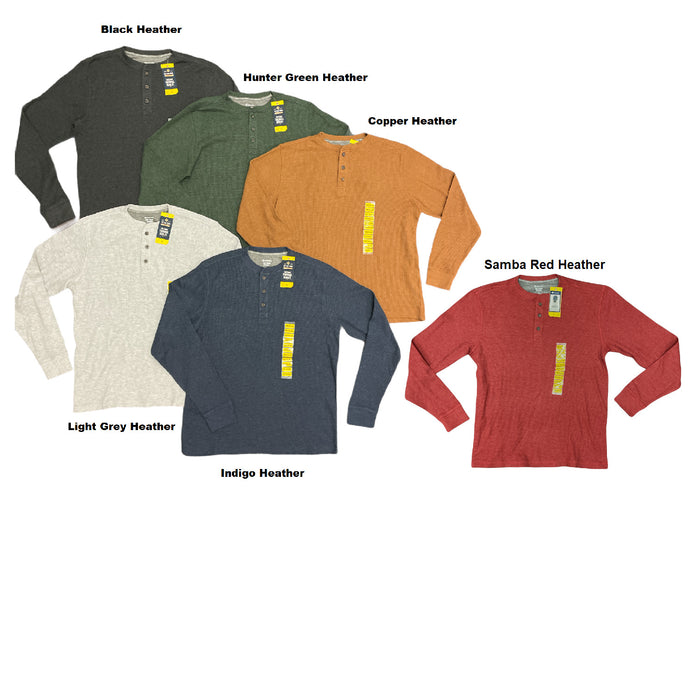 Member's Mark Men's Long Sleeve Waffle Knit Soft Wash Thermal Henley Shirt