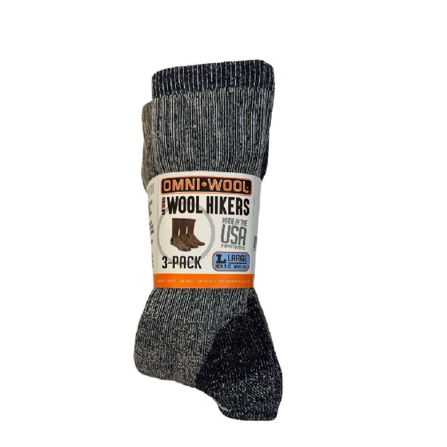 Omni Wool Unisex Merino Wool Multi-Sport Warm Hikers Hunting Socks, 3 Pairs