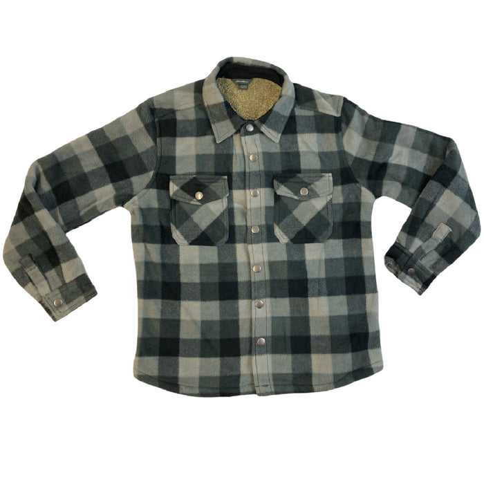 Eddie Bauer Boys' Extra Soft Sherpa Lined Snap Front Plaid Shirt Jacket