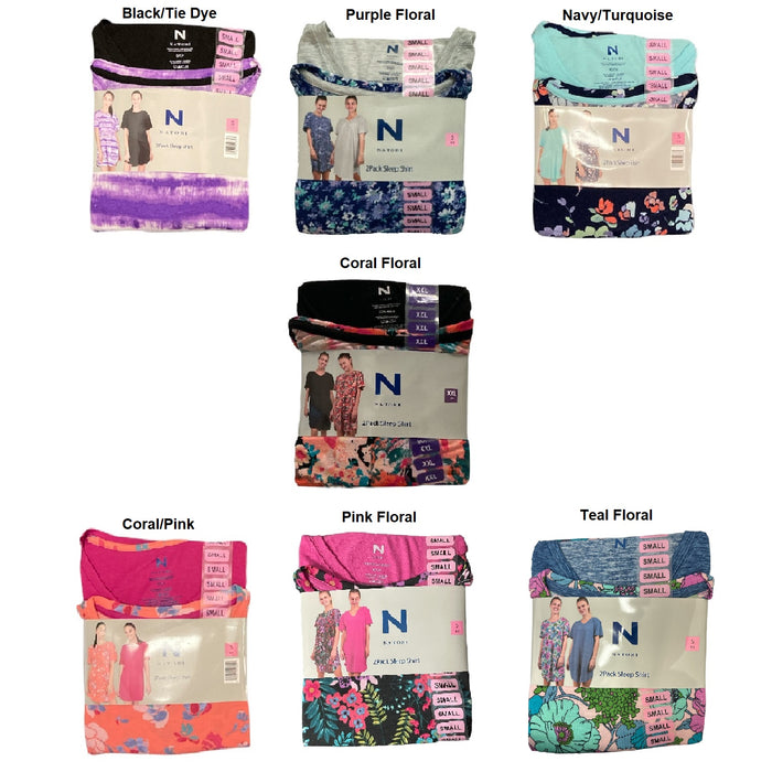 Natori Women's Soft Jersey Fabric Short Sleeve Sleep Shirts, 2 Pk