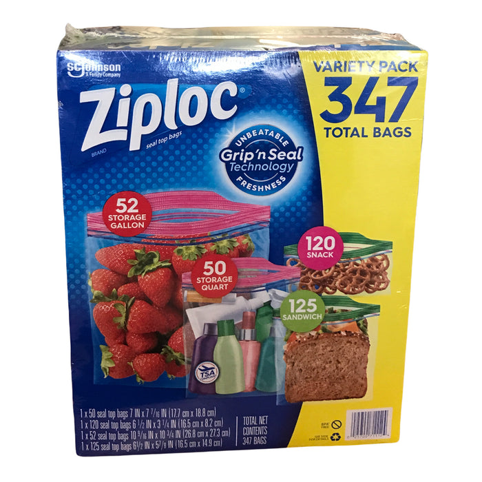 Ziploc Gallon Quart Sandwich and Snack Storage Bags 347 Total