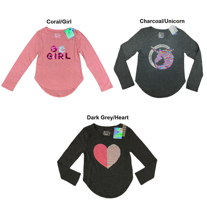 Member's Mark Girl's Favorite Long Sleeve Sequin & Glitter T-Shirt