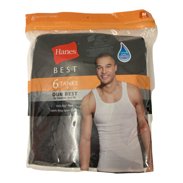 Hanes Best Men's Tagless 100% Cotton Tank Top 6 Pack