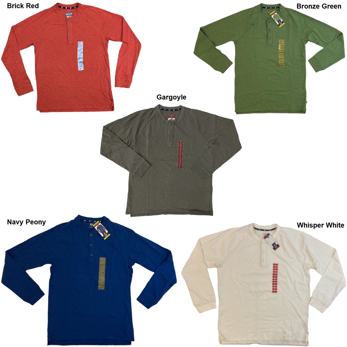 GAP Men's 100% Cotton Long Sleeve 3 Button Henley Shirt