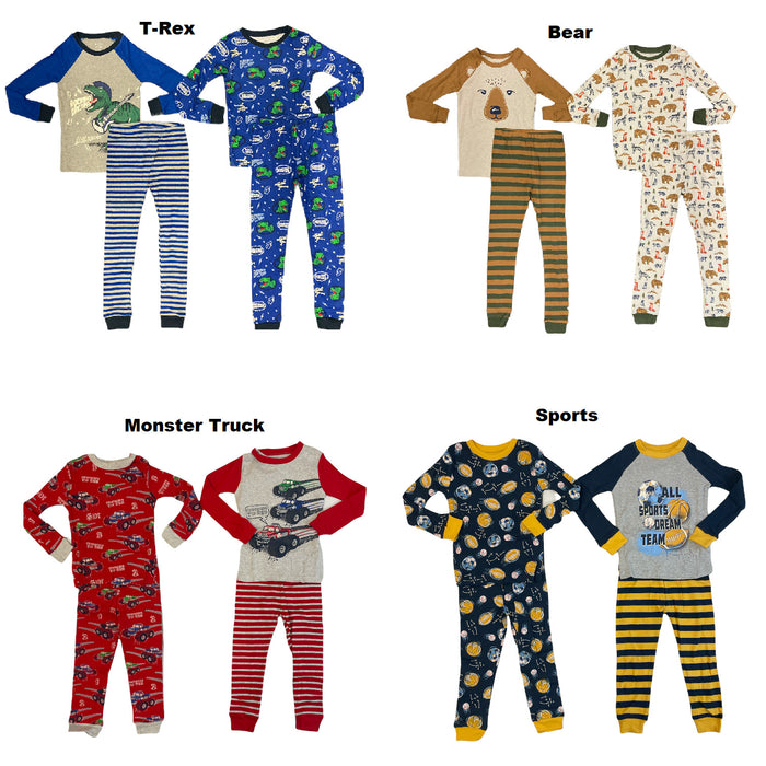 Member's Mark Boy's 100% Cotton Long Sleeve 4 Piece Pajama Set