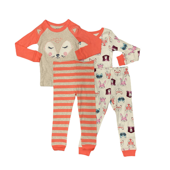 Member's Mark Girl's 100% Cotton 4 Piece Long Sleeve Pajama Set