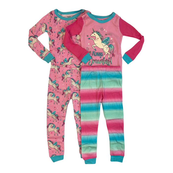 Member's Mark Girl's 100% Cotton 4 Piece Long Sleeve Pajama Set