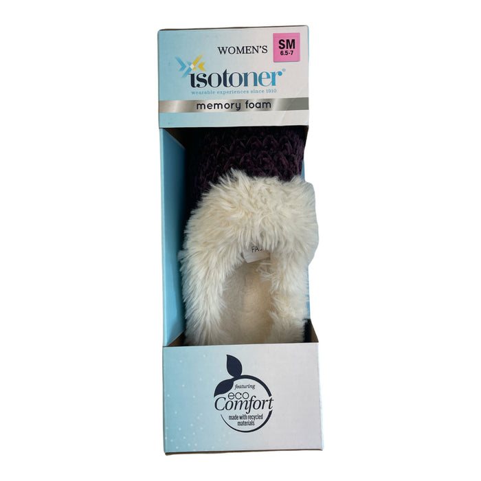 Isotoner Women's Eco-Comfort Memory Foam Faux Fur Indoor/Outdoor Slipper
