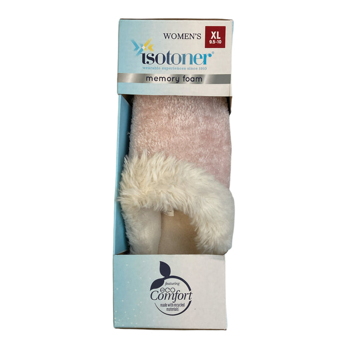 Isotoner Women's Eco-Comfort Memory Foam Faux Fur Indoor/Outdoor Slipper