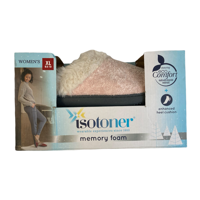 Isotoner Women's Eco-Comfort Memory Foam Faux Fur Indoor/Outdoor Slipper