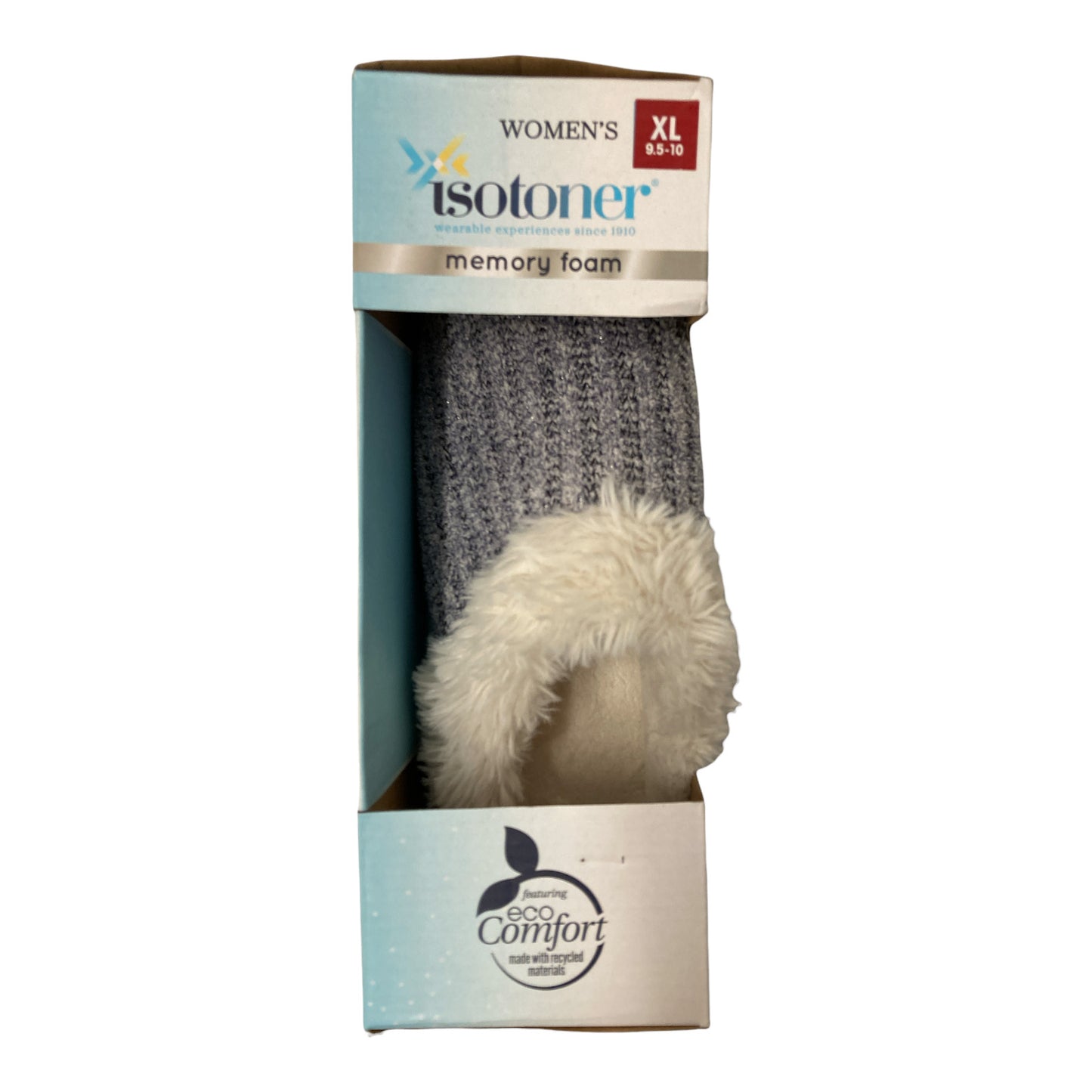 Isotoner Women's Eco-Comfort Memory Foam Faux Fur Indoor/Outdoor Slipper
