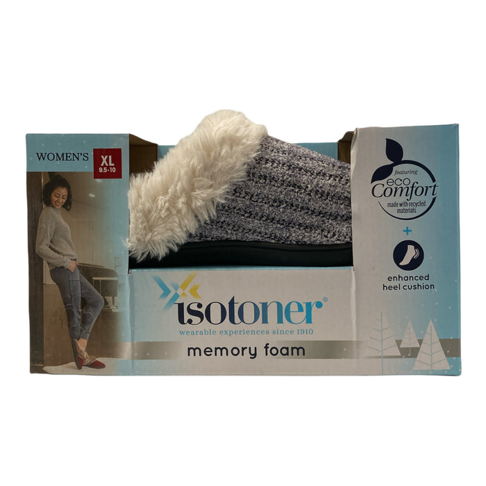 Isotoner Women's Eco-Comfort Memory Foam Faux Fur Indoor/Outdoor Slipper