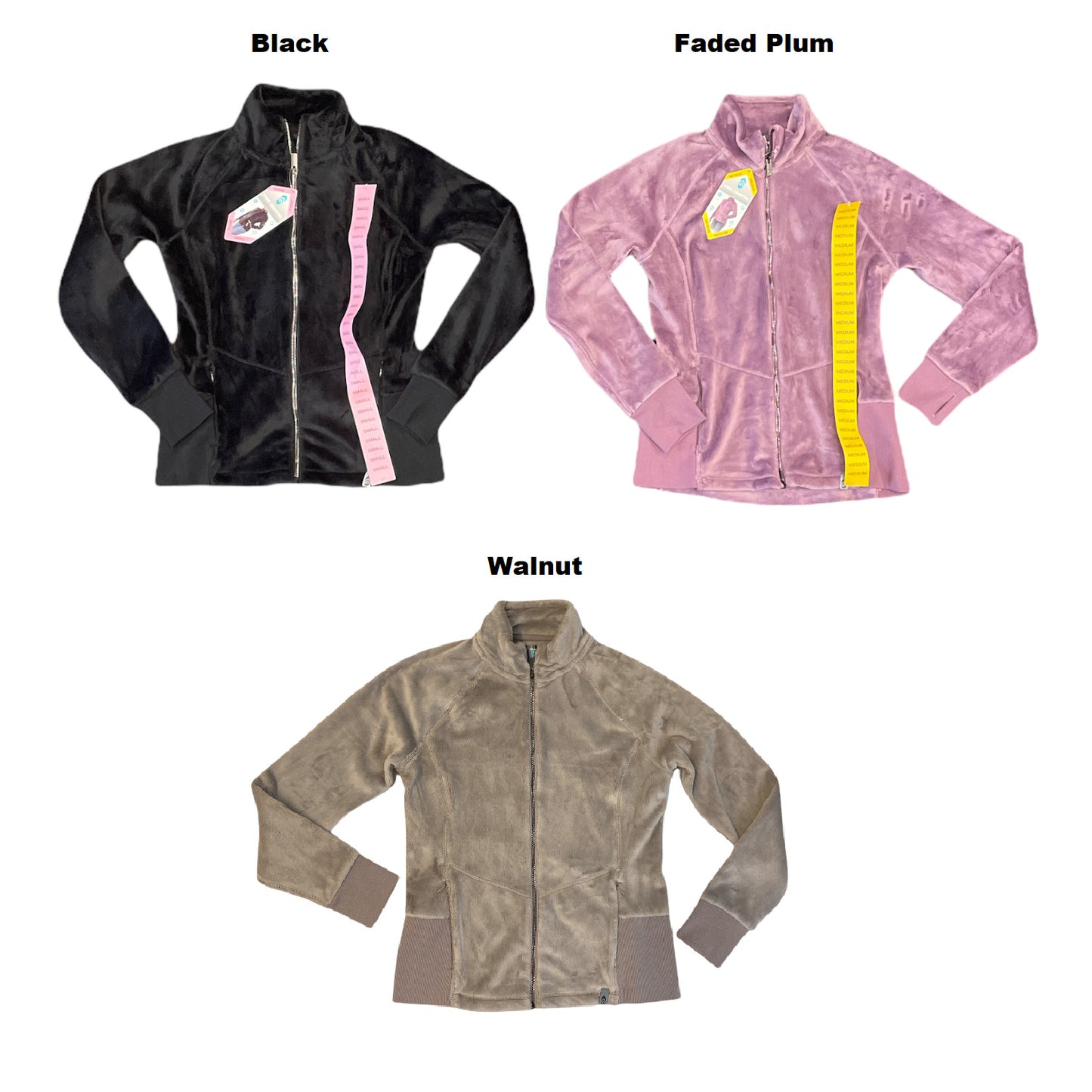 Free Country Women's Plush Butter Pile Zip Up Jacket, Ribbed Cuffs W/ Thumbholes