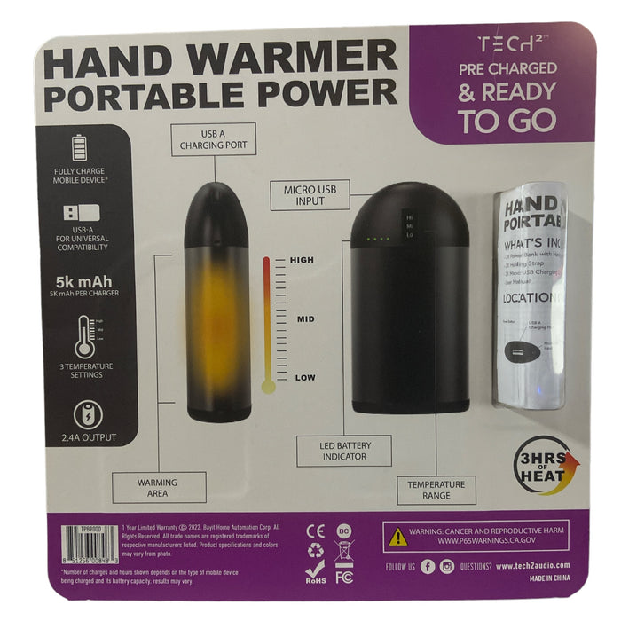 Tech2 Tech Squared Power Bank w/ Hand Warmer, 2 Pack (TPB9000)