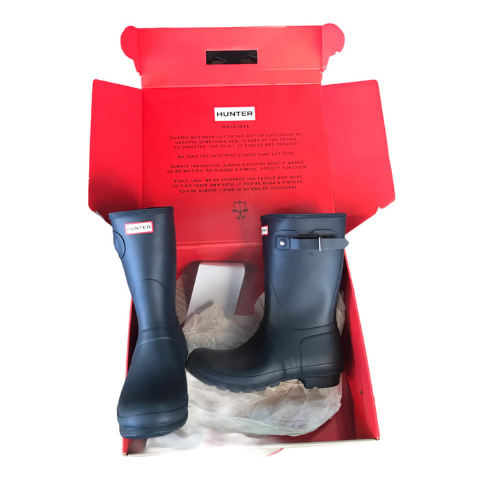 Hunter Women's Original Short Waterproof Rain Boot, Navy, Size 11