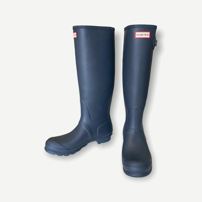 Hunter Women's Original Tall Waterproof Rain Boot, Navy, Size 8