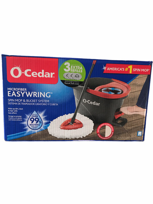 O-Cedar EasyWring Microfiber Spin Mop + Bucket Floor Cleaning System +3 Refills