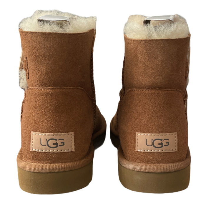 UGG Women's Water Resistant Mini Bailey Button II Suede Boot, Chestnut, Size 10