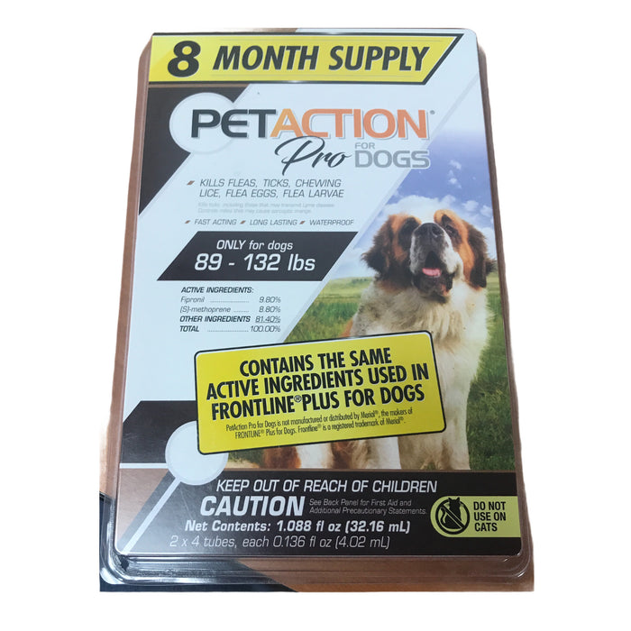 Pet Action Plus for Dogs, 8 Doses - 88 to 132 lbs.