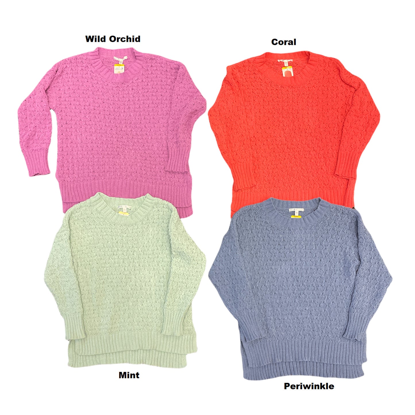 SEVEN7 Ladies Textured Soft Cozy Loose Knit Chenille Pullover Sweater