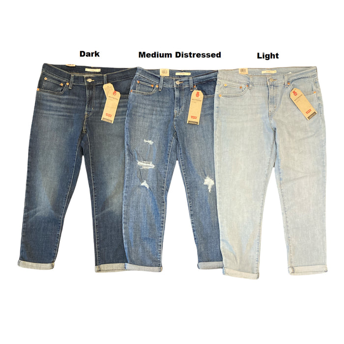 Levi's Women's Mid-Rise Stretch Boyfriend Tapered Leg Jeans, 27" Inseam