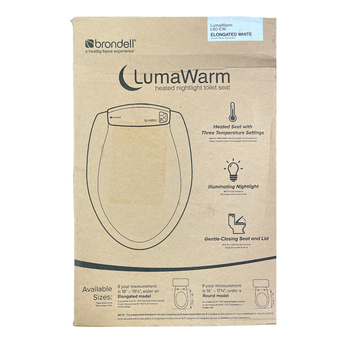 Brondell LumaWarm Heated Nightlight Toilet Seat - Elongated, White