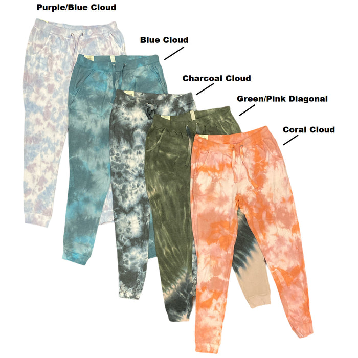 Green Tea Women's Soft Athletic Tie Dye Jogger Sweatpants w/ Pockets