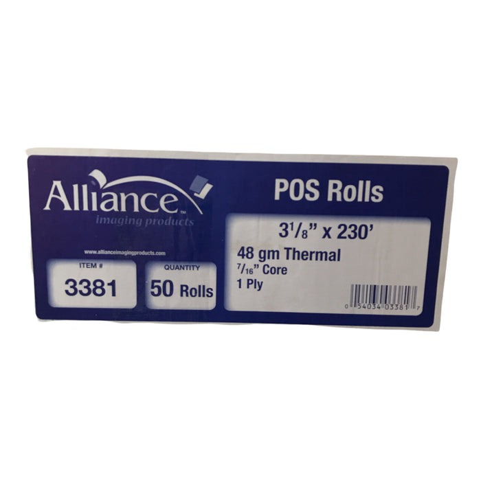 3.13" x 230' Thermal POS Adding Machine and Calculator Roll (50 Rolls)