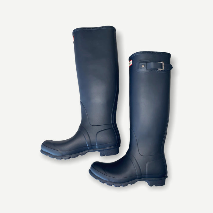 Hunter Women's Original Tall Waterproof Rain Boot, Navy, Size 8