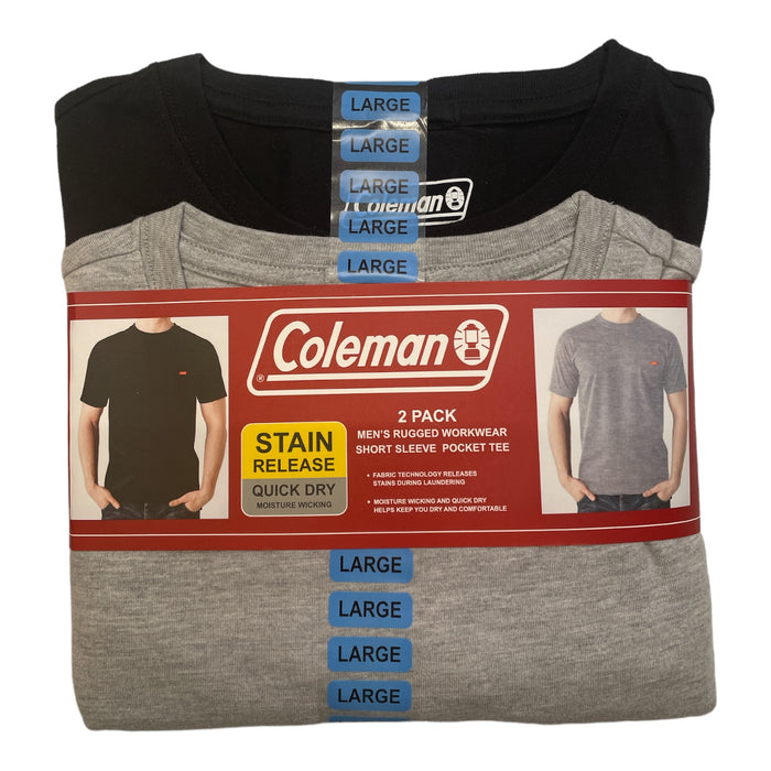 Coleman Men's Rugged Workwear Short Sleeve Pocket Tee, 2 Pack