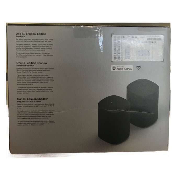 Sonos One SL Shadow Edition, 2 Pack, WiFi Smart Speaker System