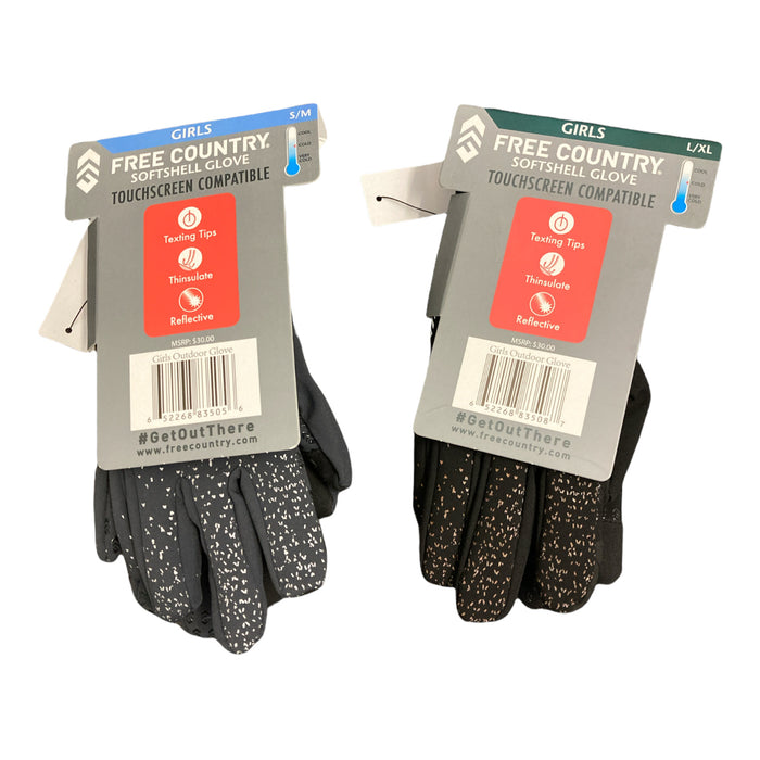 Free Country Girls Softshell Outdoor Gloves with Reflective Printing