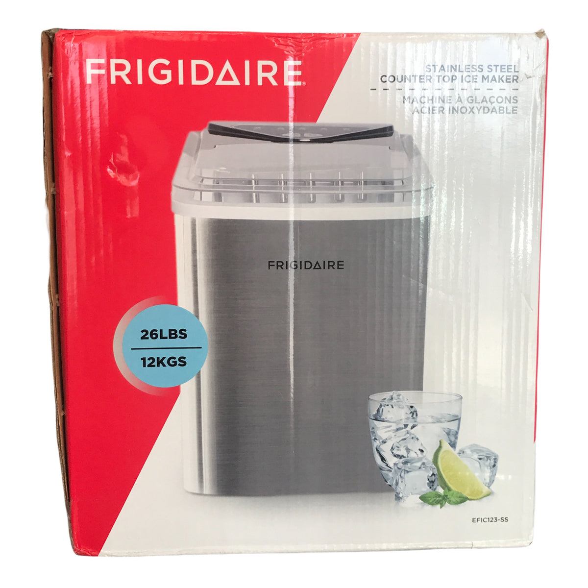 Frigidaire Counter Top Maker, Produces 26 pounds Ice per Day, Stainles