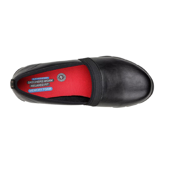Skechers Women's Slip On Norbac Slip-Resistant Work Shoe W/ Memory Foam, Black