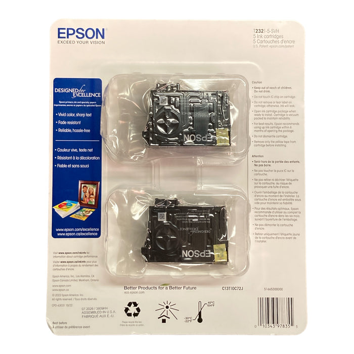 Epson T232 Dual Black and Color Ink Cartridge, Standard Capacity