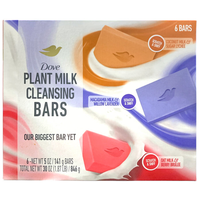 Dove Plant Milk Cleansing Bars, 5oz, Variety Pack (Pack of 6)