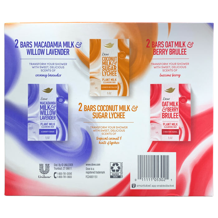 Dove Plant Milk Cleansing Bars, 5oz, Variety Pack (Pack of 6)