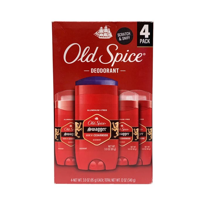 4 Pack Old Spice Swagger Solid Deodorant for Men, Scent of Cedarwood, 3oz. each