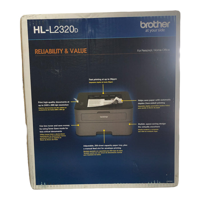 Brother HL-L2320D Black and White Laser Printer 50ppm 250 Sheet, Gray